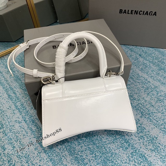 Balenciaga專櫃爆款手提肩背女包 巴黎世家升級版冰白B扣xs小號Hourglass沙漏包 fyj1028